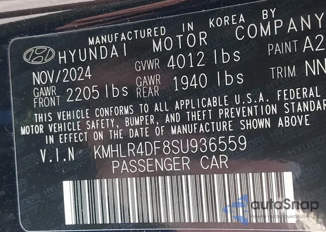 2025 Hyundai Elantra N Line z USA, uszkodzony, nr VIN KMHLR4DF8SU936559